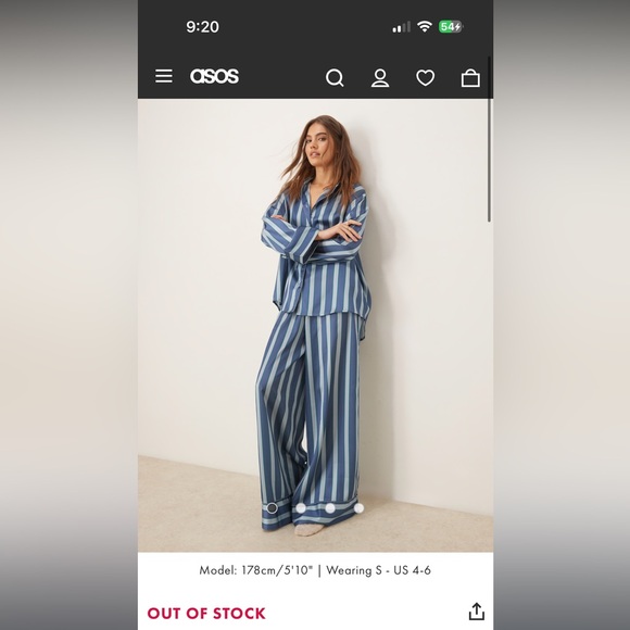 ASOS Blue Striped Pajama Set - Picture 4 of 7